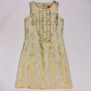Tory Burch Gold Brocade Linen Dress